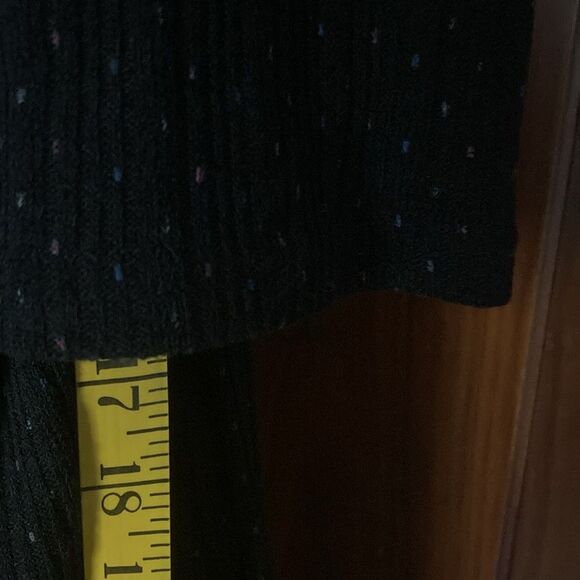 Modcloth Black Long Sleeve Polka Dot Knit Sweater Knee Length V-neck Dress Sz L - Picture 8 of 11